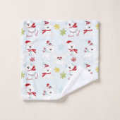 かわいいクリスマスのホッキョクグマとスノーフレーク バスタオルセット (ウォッシュタオル)