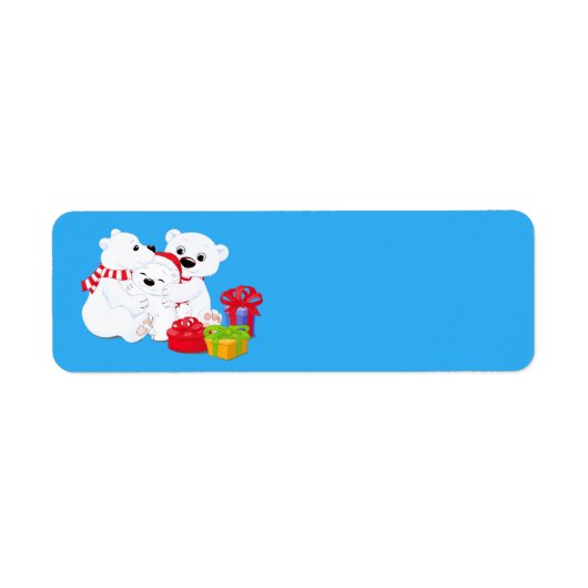 かわいいクリスマスのホッキョクグマ ラベル (正面)
