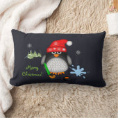 かわいいクリスマスのホッケーのペンギン及びカスタムの文字 ランバークッション (ブランケット)