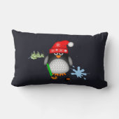 かわいいクリスマスのホッケーのペンギン及びカスタムの文字 ランバークッション (裏面)