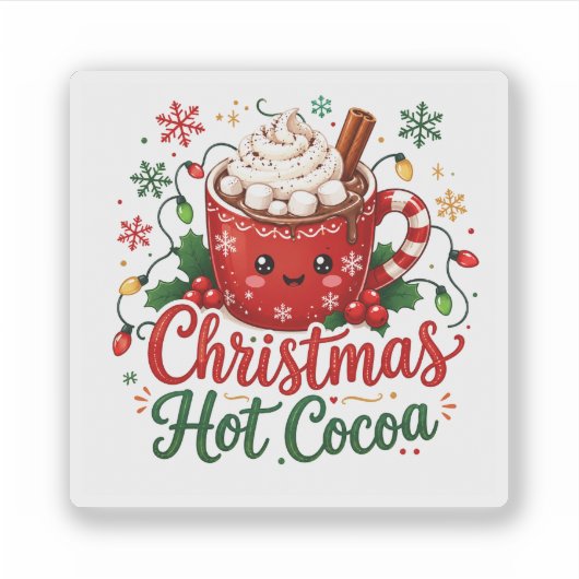 かわいいクリスマスのホットココアマグ シール (正面)