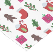 かわいいクリスマスのホットチョコレート冬のホリデー ロングテーブルランナー (コーナー)