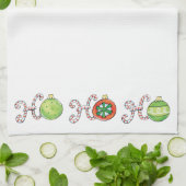 かわいいクリスマスのホホホ、キャンディーケーンのオーナメント キッチンタオル (折り畳み)