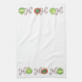 かわいいクリスマスのホホホ、キャンディーケーンのオーナメント キッチンタオル (縦)