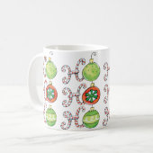 かわいいクリスマスのホホホ、キャンディーケーンのオーナメント コーヒーマグカップ (正面左)