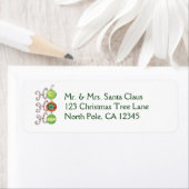 かわいいクリスマスのホホホ、キャンディーケーンのオーナメント ラベル (インサイチュ)