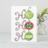 かわいいクリスマスのホホホ、キャンディーケーンのオーナメント 招待状 (スタンド正面)