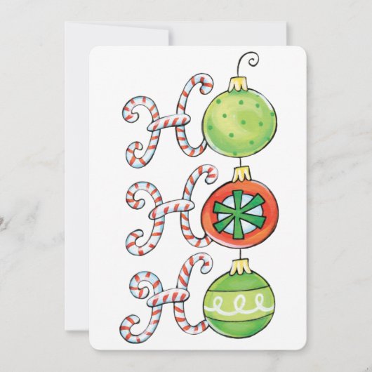 かわいいクリスマスのホホホ、キャンディーケーンのオーナメント 招待状 (正面)
