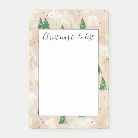 かわいいクリスマスのポーラーベア  クリスマスやることリスト ポストイット (正面)