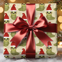 かわいいクリスマスのミミズの手描きギフト ラッピングペーパー