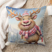かわいいクリスマスのムース クッション (ブランケット)
