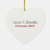 かわいいクリスマスのヤギのカップル セラミックオーナメント (裏面)