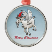 かわいいクリスマスのヤギ メタルオーナメント (正面)