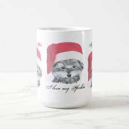 かわいいクリスマスのヨークシャーテリア犬のマグ コーヒーマグカップ