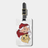 かわいいクリスマスのラブラドール子犬とオレンジ色のタビー猫 ラゲッジタグ (正面縦)