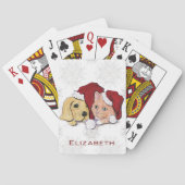 かわいいクリスマスのラブラドール子犬とオレンジ色のタビー トランプ (裏面)