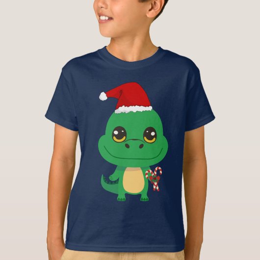 かわいいクリスマスのワニ Tシャツ (正面)