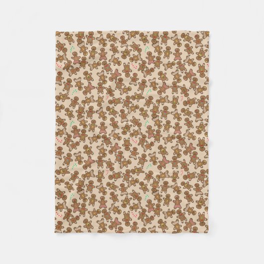 かわいいクリスマスの休日のジンジャーブレッドマンのクッキー フリースブランケット (正面)