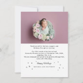 かわいいクリスマスの休日の写真誕生のお知らせ (裏面)