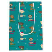 かわいいクリスマスの休日の犬たちSLEDS PATTERN ミディアムペーパーバッグ (裏面)
