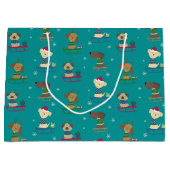 かわいいクリスマスの休日の犬たちSLEDS PATTERN ラージペーパーバッグ (正面)