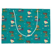 かわいいクリスマスの休日の犬たちSLEDS PATTERN ラージペーパーバッグ (裏面)