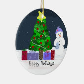 かわいいクリスマスの光景 セラミックオーナメント (右)