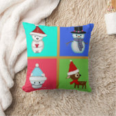 かわいいクリスマスの動物たちと雪だるま クッション (ブランケット)