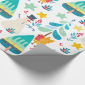 かわいいクリスマスの動物と記号のパターン ラッピングペーパー (角)