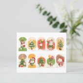 かわいいクリスマスの動物の切り抜きギフトタグセット (スタンド正面)