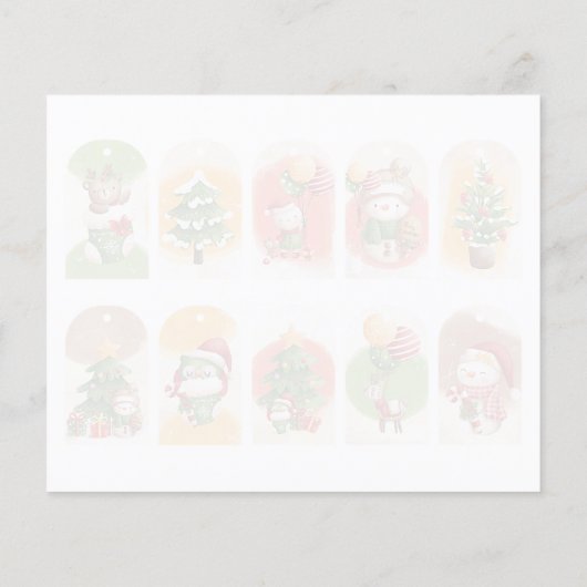 かわいいクリスマスの動物の切り抜きギフトタグセット (裏面)