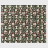 かわいいクリスマスの動物 ラッピングペーパー (フラット)