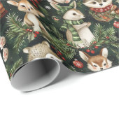 かわいいクリスマスの動物 ラッピングペーパー (ロールコーナー)