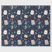 かわいいクリスマスの動物 ラッピングペーパー (フラット)