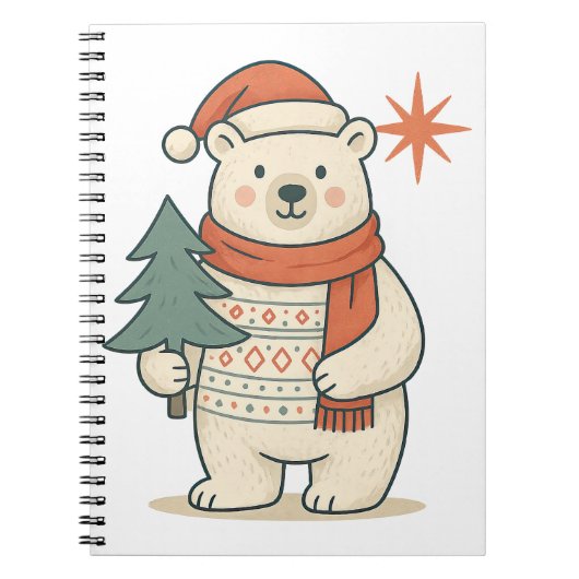 かわいいクリスマスの北極熊　スカンジナビアの冬 ノートブック (正面)