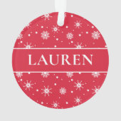 かわいいクリスマスの名前を追加Snowflakes Red オーナメント (裏面)