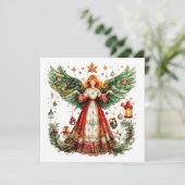 かわいいクリスマスの天使とプレゼント＆おもちゃ シーズンカード (スタンド正面)