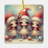 かわいいクリスマスの天使 セラミックオーナメント (正面)