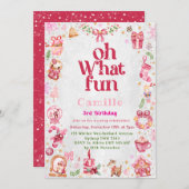 かわいいクリスマスの女の子の誕生日パーティーの招待状 招待状 (正面/裏面)