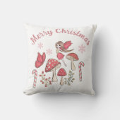 かわいいクリスマスの妖精とキノコ クッション (正面)