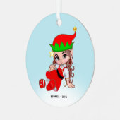 かわいいクリスマスの妖精のエルフ メタルオーナメント (正面左)