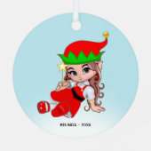 かわいいクリスマスの妖精のエルフ メタルオーナメント (裏面)