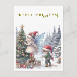 かわいいクリスマスの妖精のホリデーポストカード シーズンポストカード