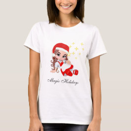 かわいいクリスマスの妖精の天使と星たち Tシャツ