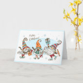 かわいいクリスマスの妖精または小人 水彩画 ファン カード (黄色い花)