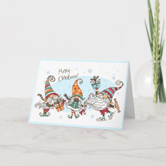 かわいいクリスマスの妖精または小人 水彩画 ファン カード (正面)