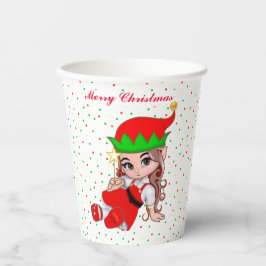 かわいいクリスマスの妖精エルフ＆コンフェッティペーパーカップ 紙コップ