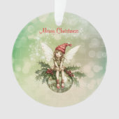 かわいいクリスマスの妖精オンオーナメント オーナメント (正面)