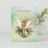 かわいいクリスマスの妖精オンオーナメント シーズンカード (スタンド正面)