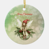 かわいいクリスマスの妖精オンオーナメント セラミックオーナメント (正面)